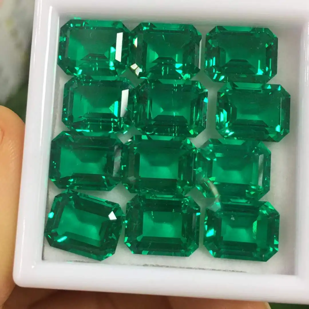 Wholesale Manufacturer Octagon Lab Grown Emerald Inclusion Price per Carat Hydrothermal Colombian Emerald for Jewelry Making