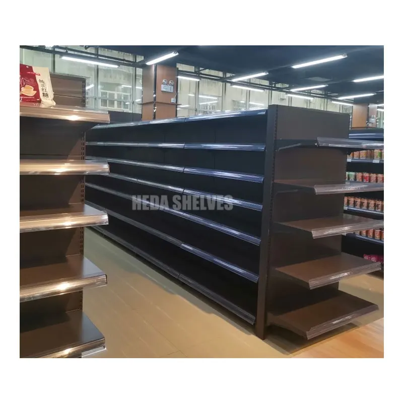 Black Gondola Shelving For Supermarket Shelves Desgin Black Supermarket Shelf For Sale