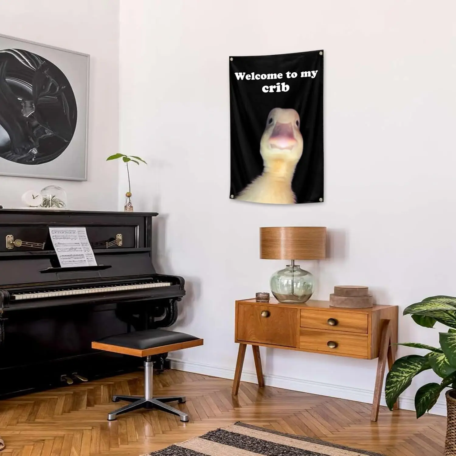 Custom Digital Printed  Welcome To My Crib Flag Funny Wall Art Tapestry 2x3Ft for Bedroom Teens Room