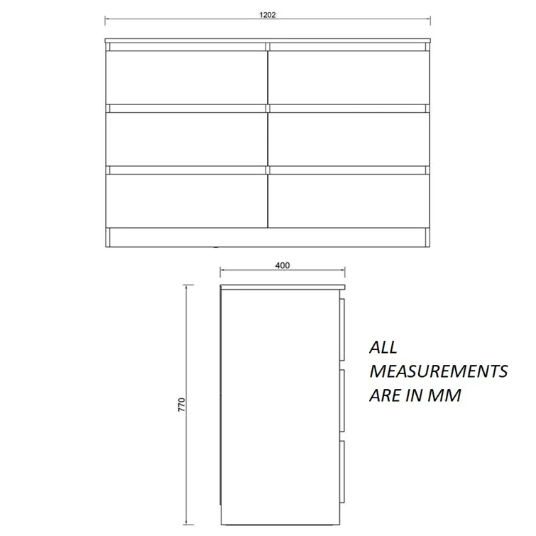 Minimalist Design Modern Style Plenty Storage Room Wooden 6 Drawers Chest White Dresser for Bedroom