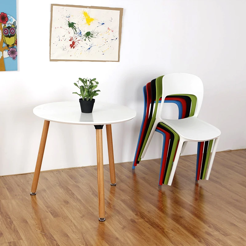 Лидер продаж Круглый Гладкий Настольный Ресторанный стол и стул треугольные деревянные ножки нескользящий обеденный Набор стульев/5 стульев