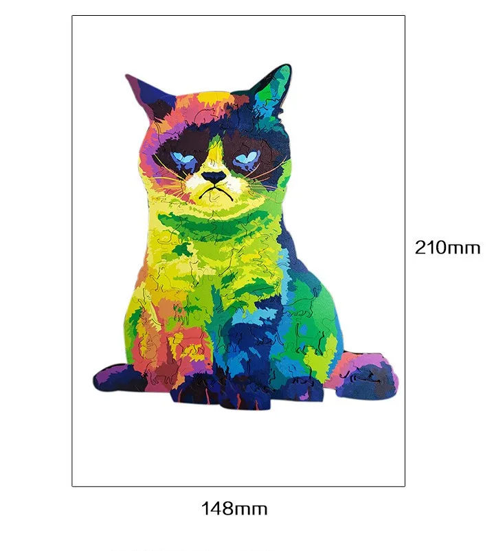 Wholesale High Quality Lion Natural Wooden Jigsaw Puzzle Animal Shaped Toys Puzzle Game  For Adults