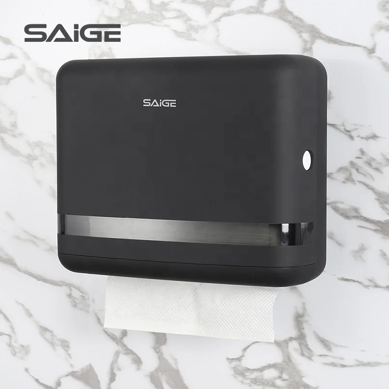 Saige New Arrival Wall Mounted Black/White  Manual Z Fold Toilet Hand Tissue Dispenser
