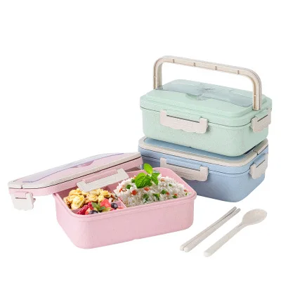  Ланч-бокс бэнто Tiffin с подогревом для микроволновой печи биоразлагаемый контейнер хранения продуктов коробка ланча из пшеничной