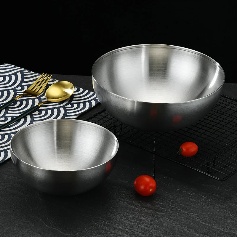 New product 15CM 20CM Korean Stainless Steel Metal Gold Bowl Decoration Mixing Fruit Salad Round Shape Bowl