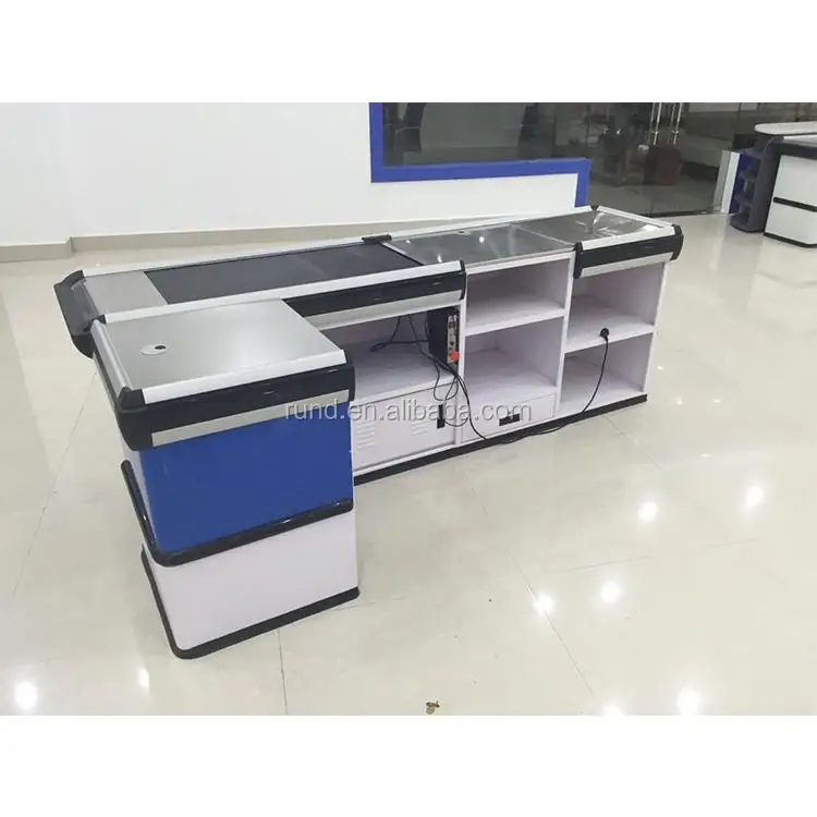 CC-05 High Quality Checkout Counter Shop Interior Decoration Pharmacy Counter Modern Store Display Counter Design Iron Sheet