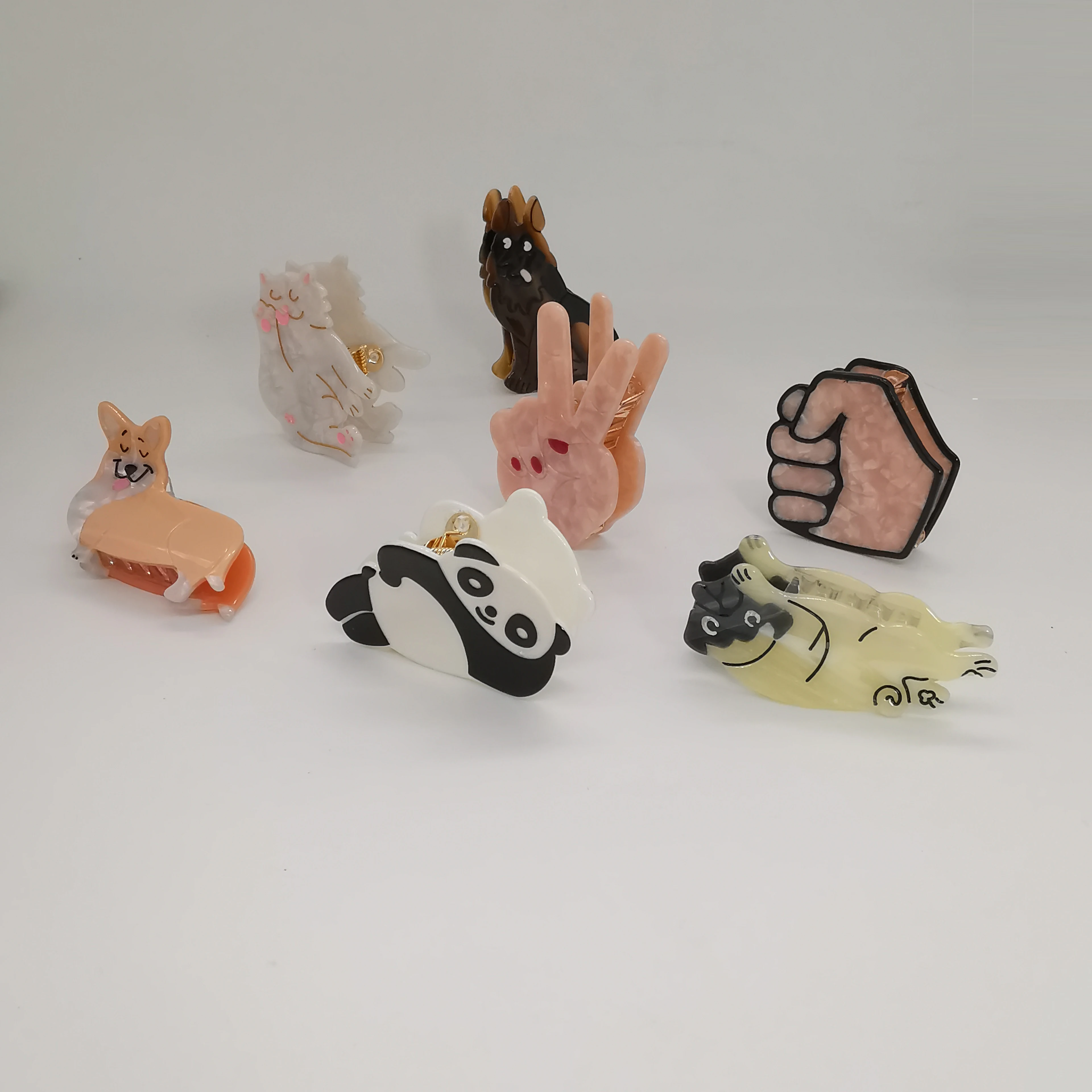 Custom Cellulose Acetate Acetic Acid hair claw Pet Dog cat pet Cartoon hair claw clips for thick hair