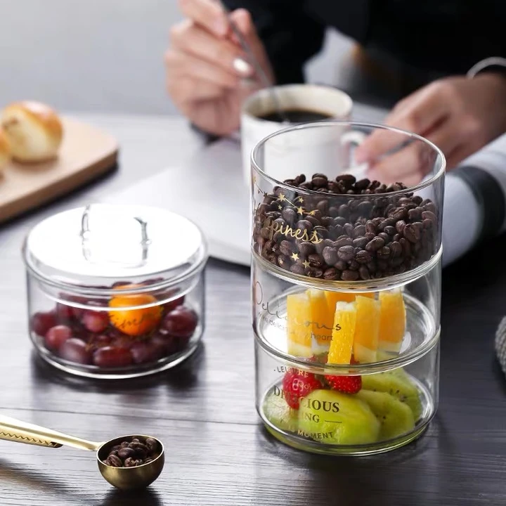 Storage Container Jar Clear Borosilicate Stackable Stack Glass Jar