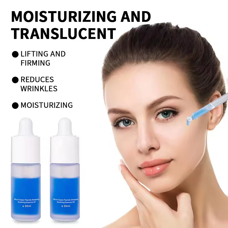 OEM 30ml 2024 Hot Selling Wholesale Skincare Products Whitening Facial stem cells Blue Copper Peptide hyaluronic acid pure serum