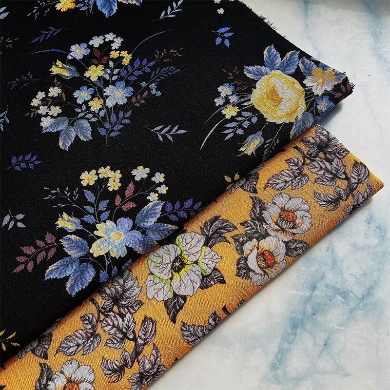 Spun rayon cotton crinkle digital printed fabric summer clothing dress fabric