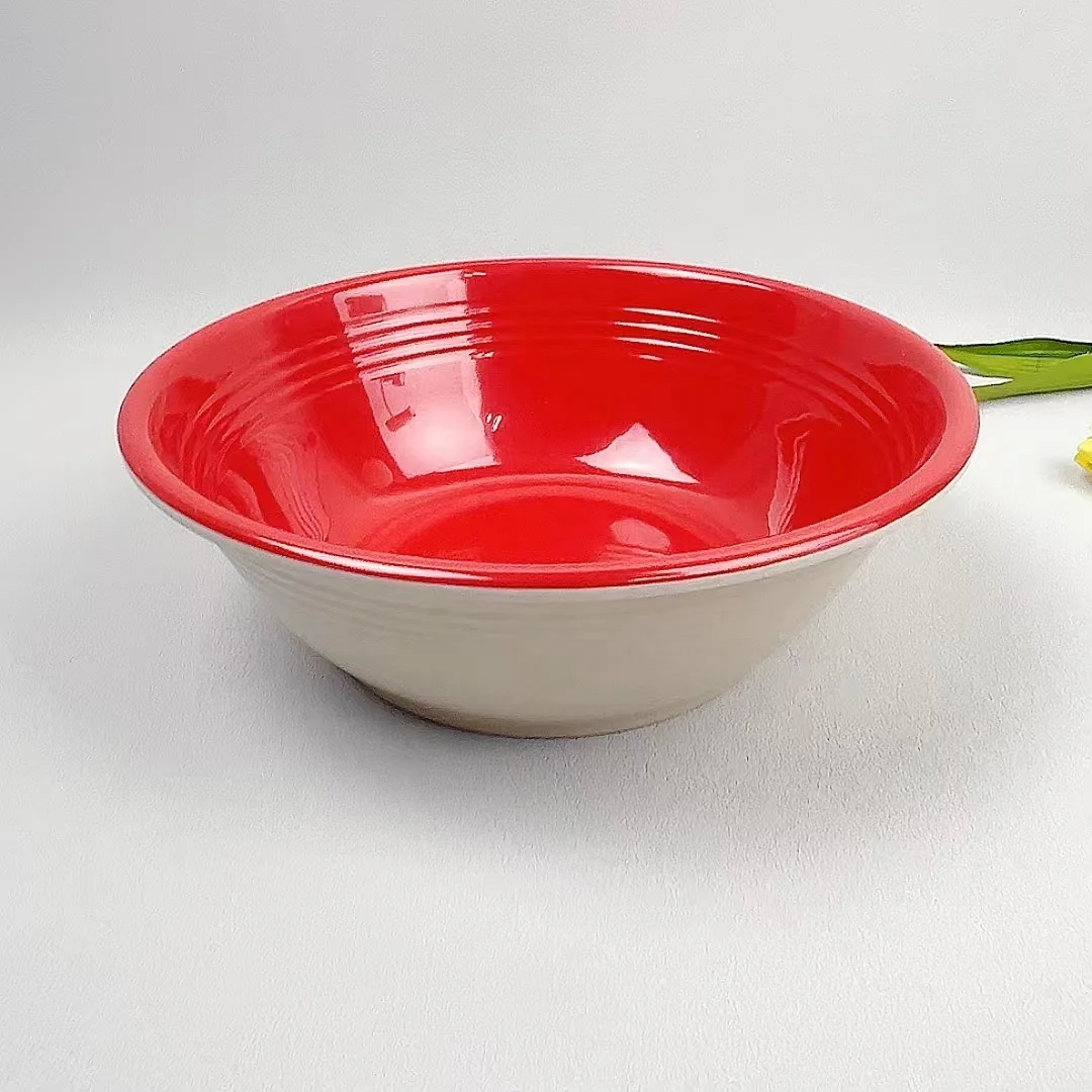 Home and kitchen melamine red salad bowl  melamine red and white bowl branded red and black melamine salad mixing bowl