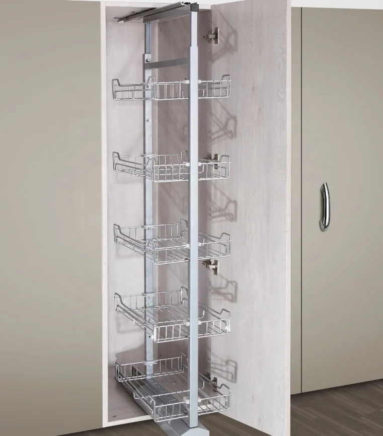 Tandem 450mm wire soft-close storage pull out lacquer tall lader cabinet organizer kitchen pantry units