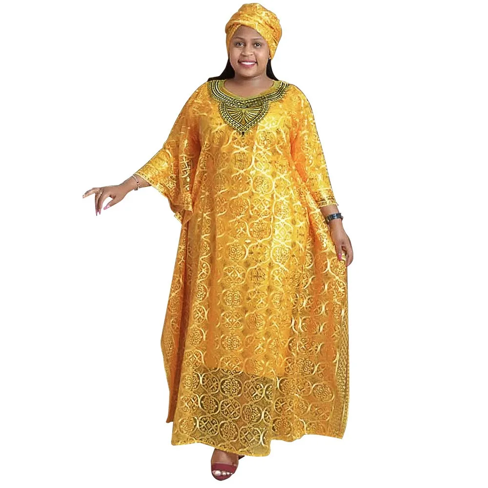K0044 African embroidery three pieces set with inner hijab ladies dress for church custom women clothing suit robe set femme