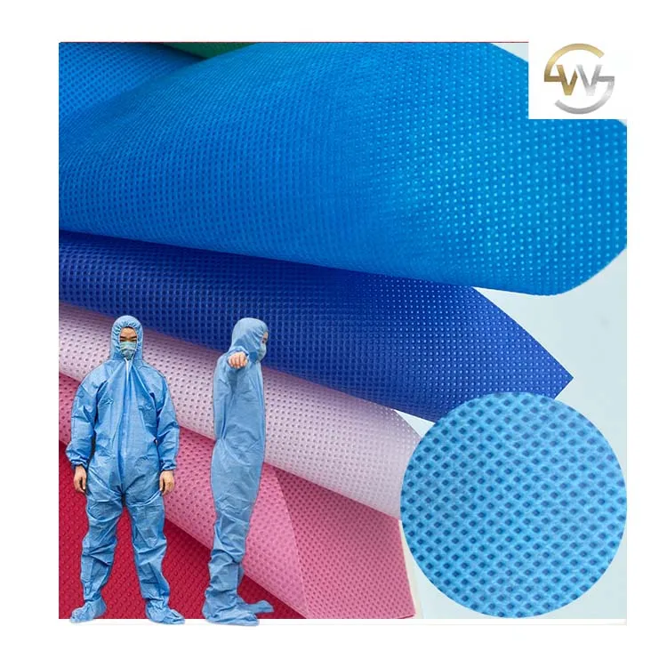 factory wholesale price 100% polyester plaid breathable spunlace  pp medic waterproof nonwoven fabric for protection suit