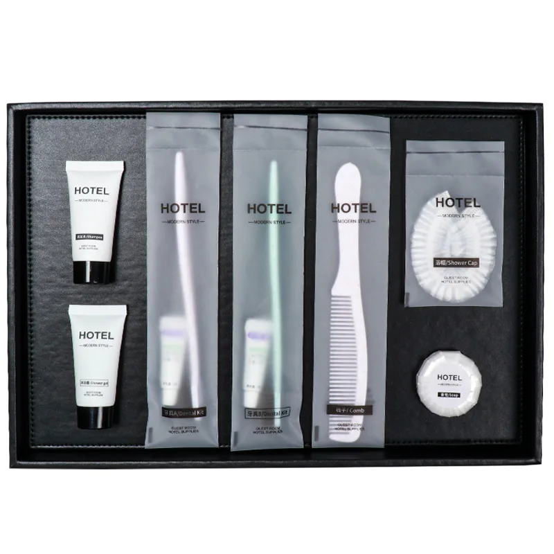 Custom SPA Disposable Shower Cap Comb Hotel Slippers Toothpaste Toothbrush Soap Shampoo Business Hotel Set