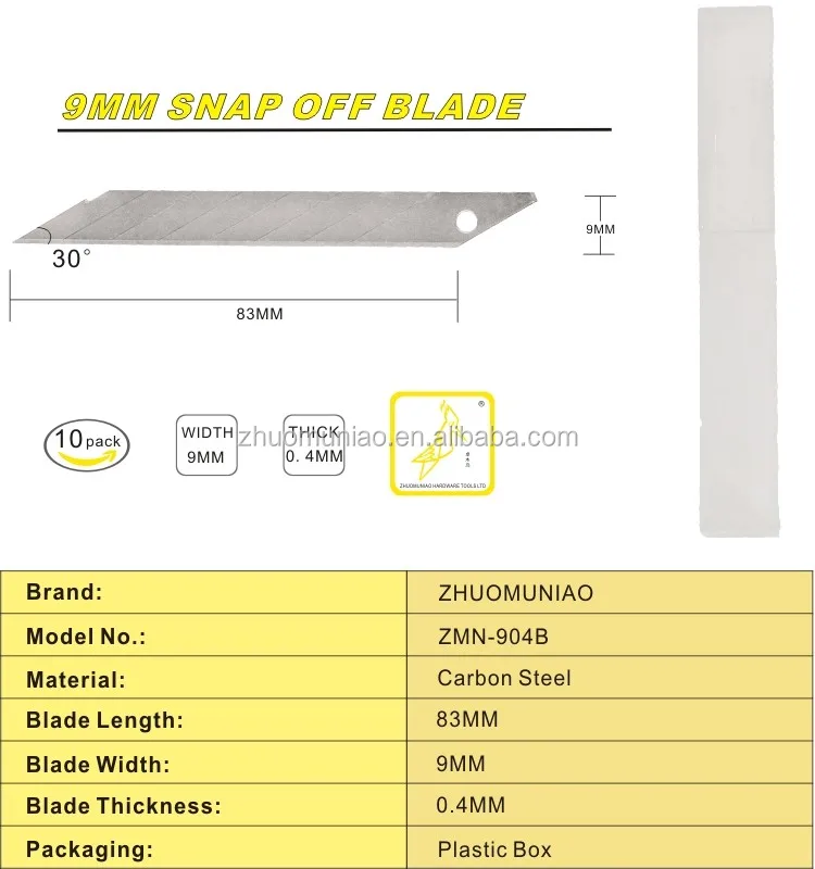9mm Carbon Steel Snap Off Blades With 30 Degree