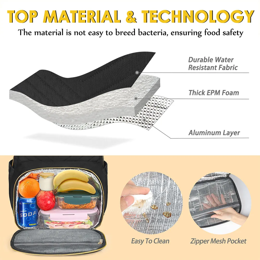 Multifunctional Aluminum Foil Thermal Compartment Lunch Picnic Backpack With USB Charging Port Insulated Cooler Backpack