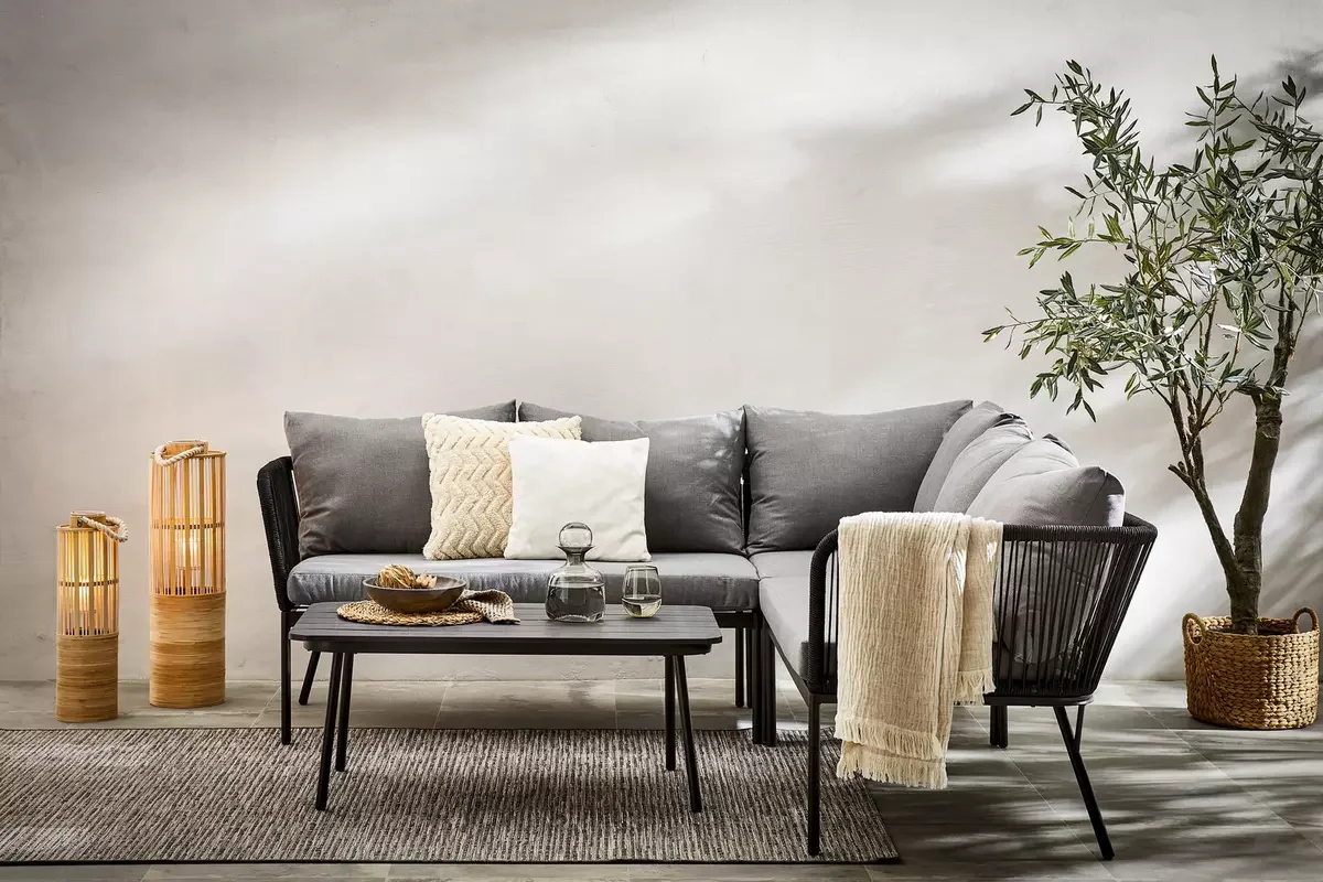 YOHO Outdoor garden Furniture Rope Aluminum Frame Sofa Set couch conversation corner sectional sofa with cushion