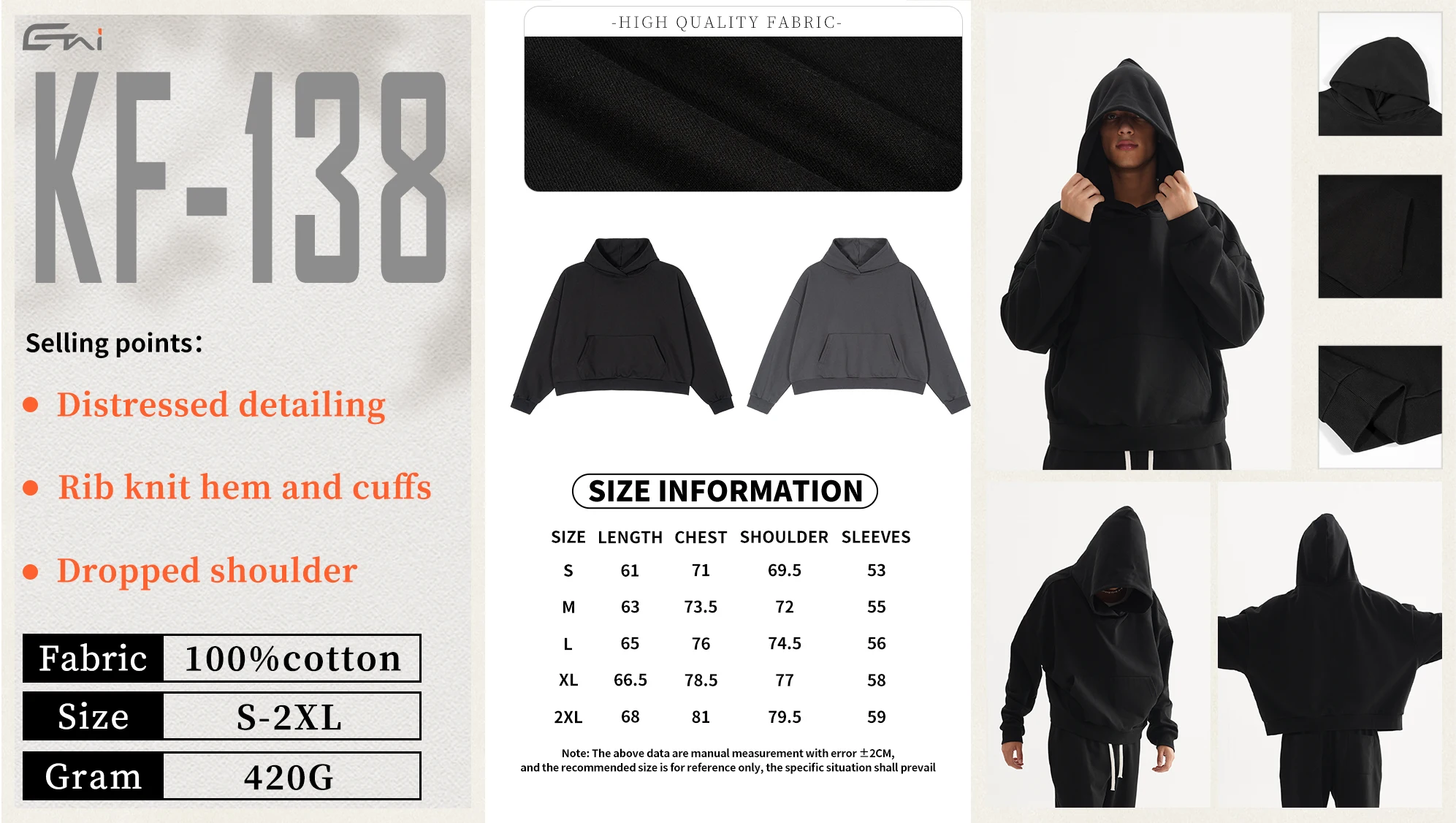 Streetwear clothing mens oversize hoodie embroidery thick custom logo no string street wear pullover boxy cropped hoodie for men