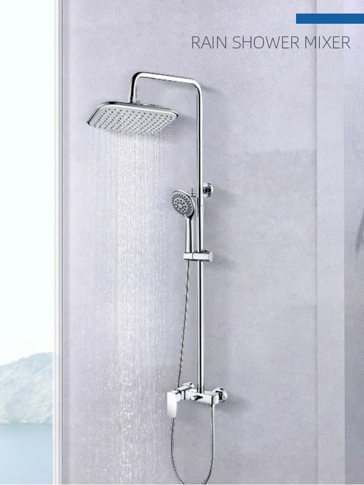 High Quality ABS Rain Showers Mixer Brass Bracket And Valve Core Faucet Two Function Bathroom Shower Set