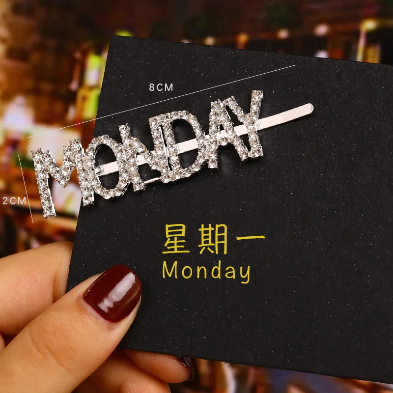 Low MOQ Sample Free hair accessories Gold and Silver Rhinestone Clip red clips