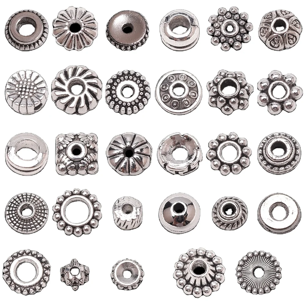 Wholesale Tibetan Silver Color Metal Flower Loose Spacer Beads for Jewelry Making DIY Crafts Findings
