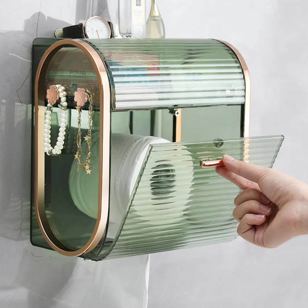 Bathroom Toilet Paper Holder Wall Mounted Plastic Waterproof Napkin Case Towel Paper Storage Tissue Box