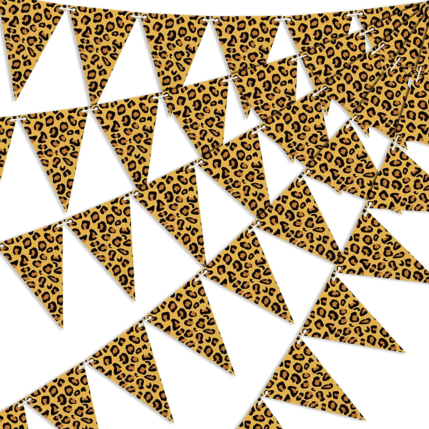 Leopard Print Pennant Banners Leopard Bunting Banner Birthday Party Supplies Cheetah Bunting Banner for Jungle Animal Theme