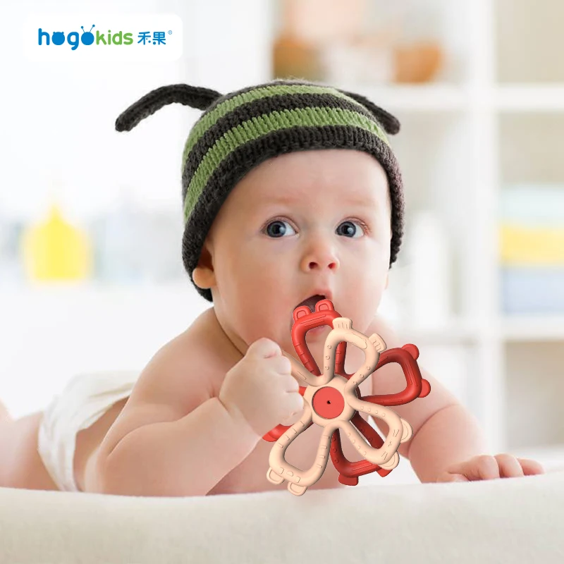 OEM Wholesale  BPA Free Cute Cartoon Shape Silicone Teether Baby Chew Toy Teether