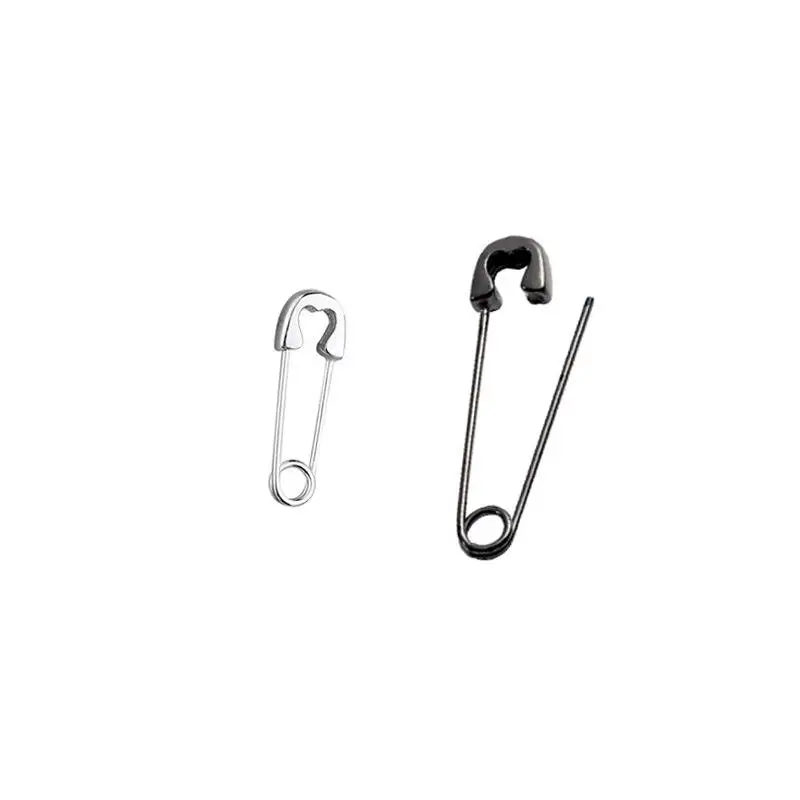 925 Sterling Silver Unique Safety Pin Shape Ear Rings Earrings Black Color Plated Paperclip Hoops Earrings Jewelry for Women
