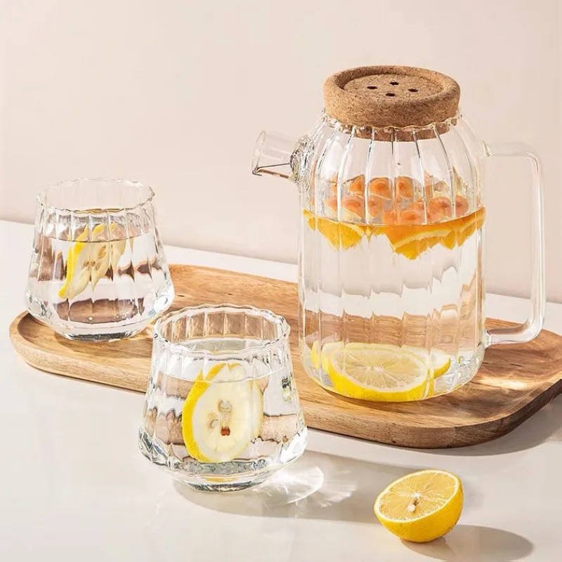 Кувшин для воды с деревянной крышкой домашний стеклянный кувшин