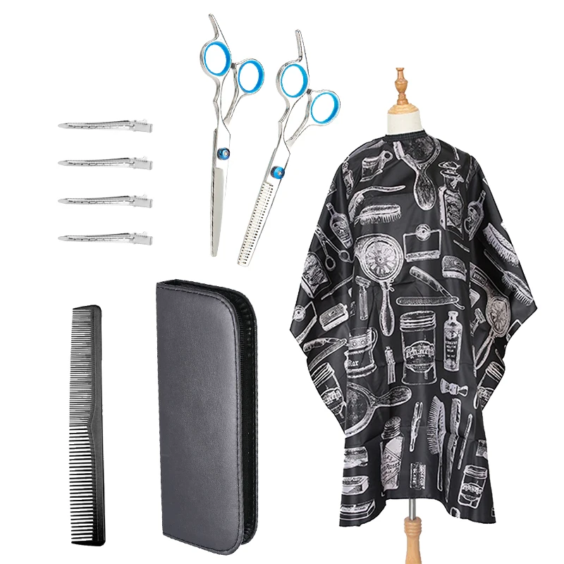 Professional Home Hair Cutting Barber Cape Hairstylist snap hairdresser apron Roll Hair Cutting Scissors with Duck billed clip