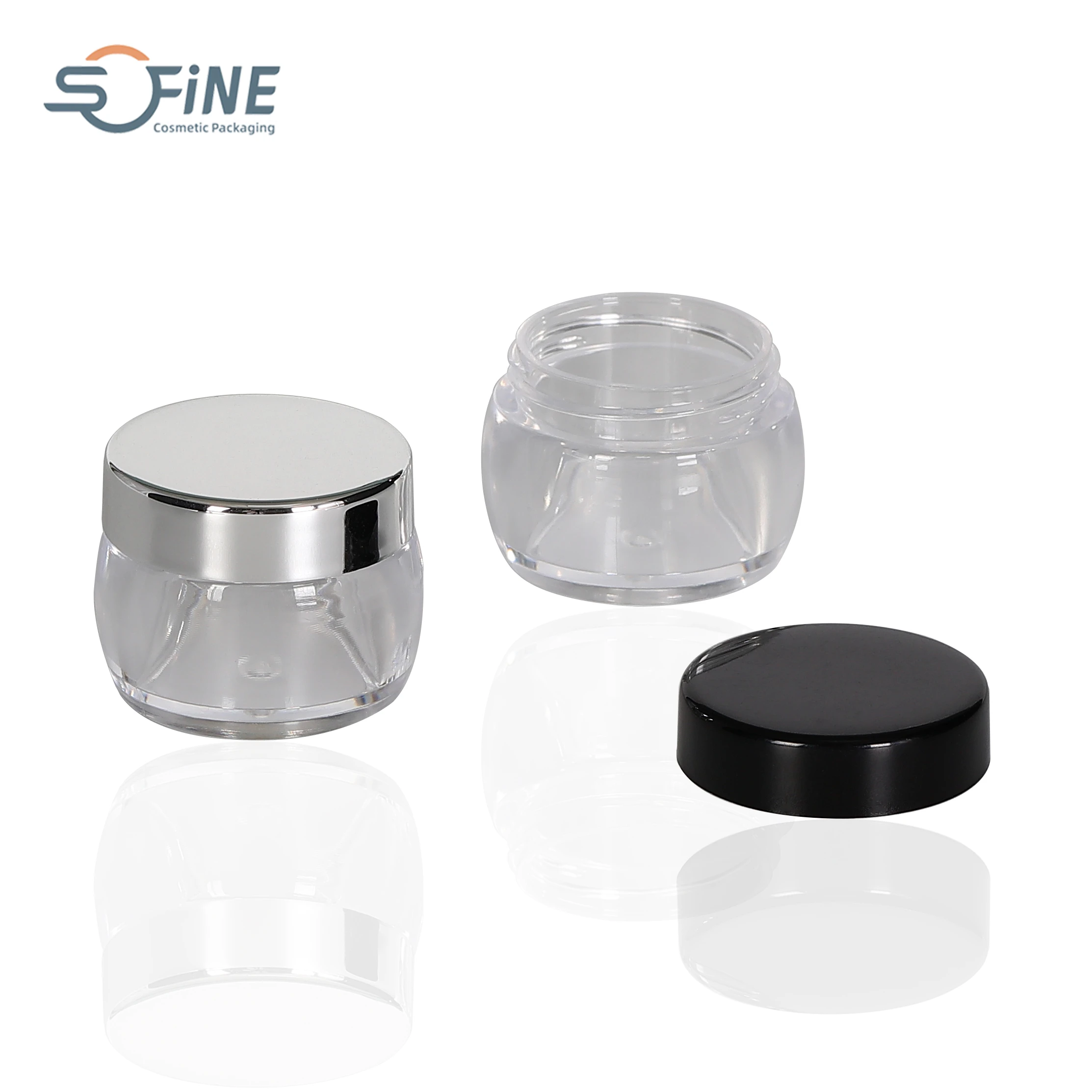 Round empty plastic small jar for cream cosmetic use 10g
