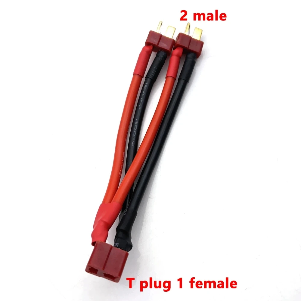 T plug XT60 XT90 Parallel Battery Connector Male/Female Cable Dual Extension Y Splitter 2/3Way Silicone Wire for RC Battery