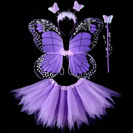 Hot sale Children Kids Holiday boy girl Costume Butterfly Fairy Wing And Wand Set outdoor costume dressing up set Customized