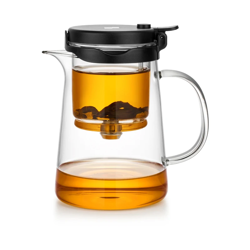 Samadoyo Kitchen Usage 750ml Infuser Mesh Filter Teapot Glass Kettle Magnetic Rotating Tea Pot Set With Handle Filter
