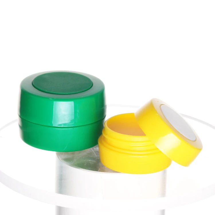 5g 10g 15g 30g green/grey/yellow plastic uv nail gel jars empty facial jar cream bottle with rubber band