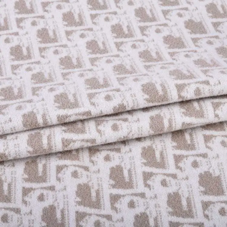 Customized Pattern 100% Polyester Double Faced Brushed Jacquard Knitted Fabric for Clothing Pants Coats