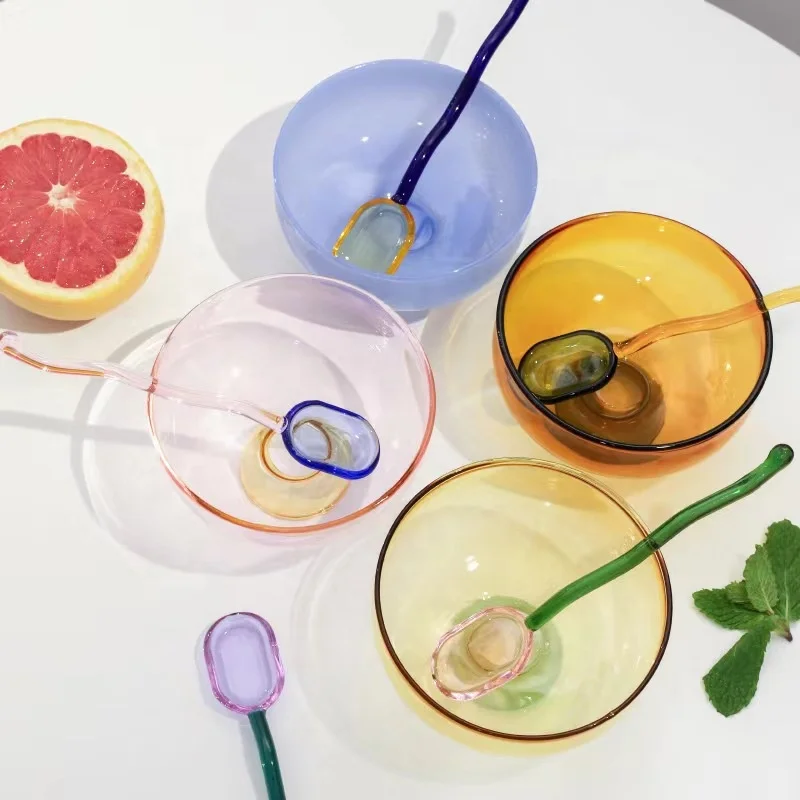 High Quality Glass Bowls Custom Colored Bowl Set for Ice Cream Fruit Sala