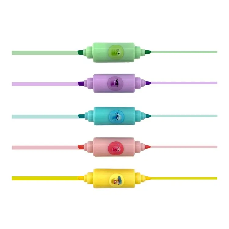 manufacturers custom promotional 4 5 6 colors water based mini cute candy shape dual tip highlighter pen kawaii marker for kids