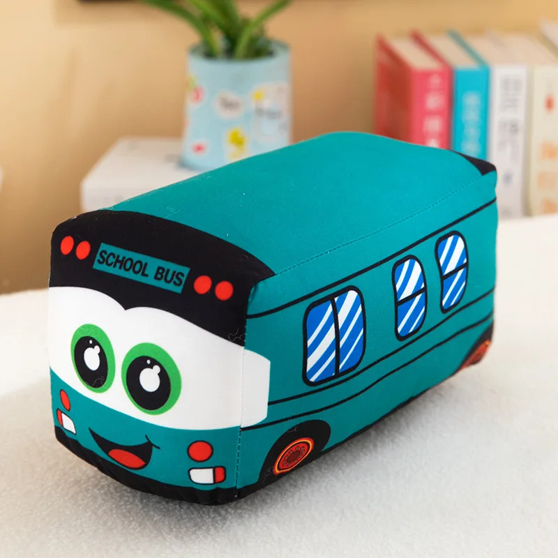 Multi Sizes Colors Cartoon Bus Plushies Bedtime Toy Sleeping Doll Soft Pillows Stuffed Car Plush Toys for Kids