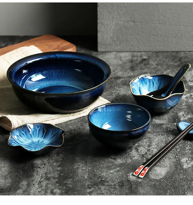 2024 Hot Kiln-Formed Blue For Ceramic Bowls  And Dessert Bowls And Cobalt Blue Soup Bowls Ceramic