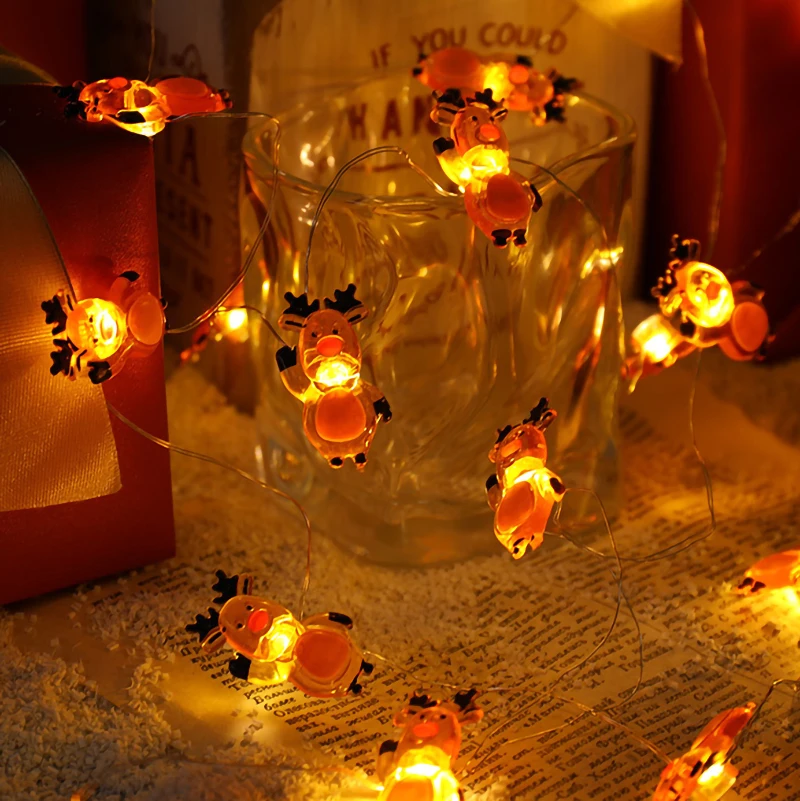3AA 8 modes Christmas theme decoration deer elk copper wire micro LED fairy string light