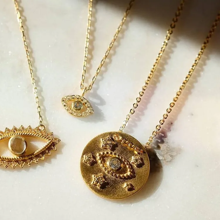 Vintage diamond star gold plated s925 sterling silver necklace moon and star diamond necklaces