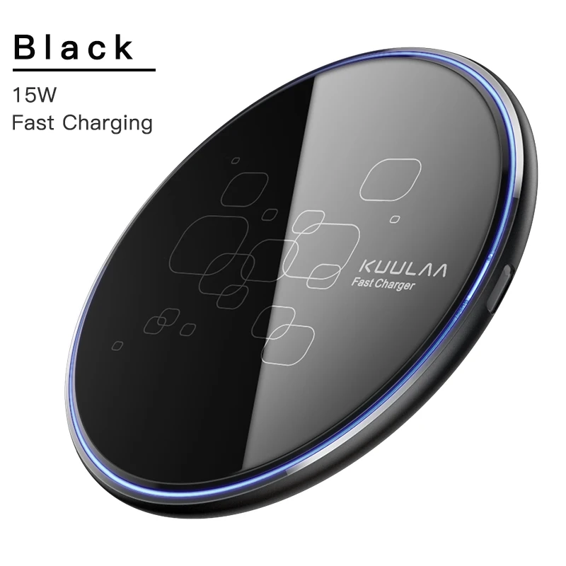 KUULAA Portable Type C Mirror Effect Cell 15W Fast Charging Smart Mobile Cellular Usb C Wireless Charger For iPhone 12