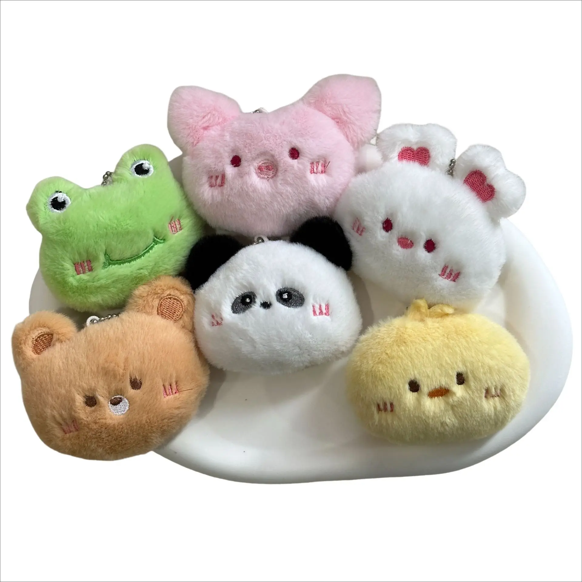 1pcs Cartoon Stuffed Plush Keyring Soft Animal Series Rabbit Frog Doll Keychain Backpack Pendant Ornaments Girls Gift