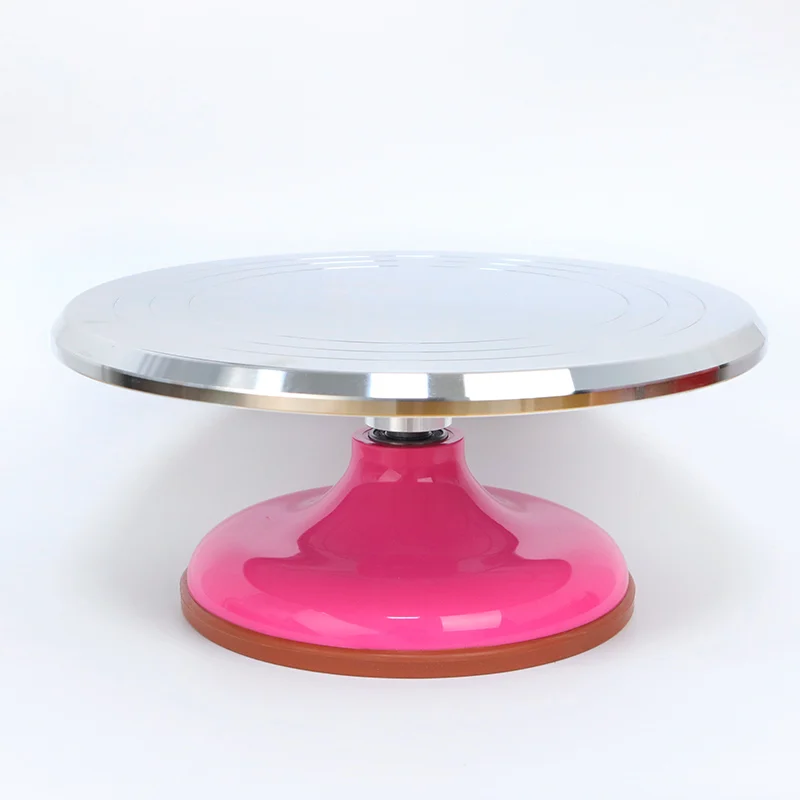 Metal Cake Turnatable Hot Baking Tools Turntable Customomized Rotating Round Cakes Table Rotary Silver Pink Table Cake Stand