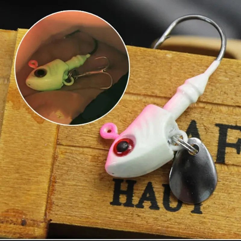 3.5g-33g Doc heavy road subred fish type lead head hook Blood trough hook with glitter hook Perch Mandarin fish