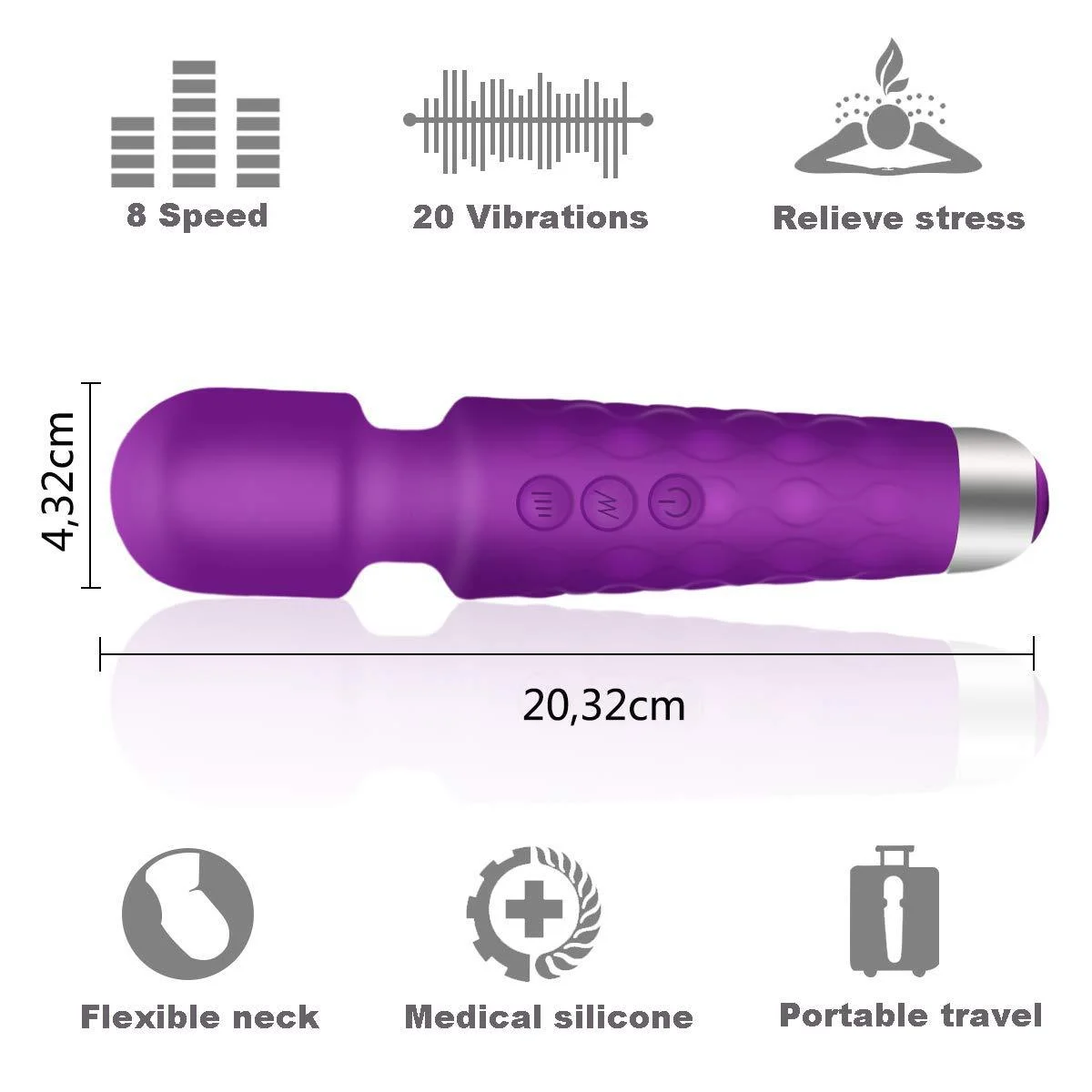 Wholesale 20 Modes Powerful Vibrators Rechargeable Massager G Spot Sex Toys AV Wand Vibrator