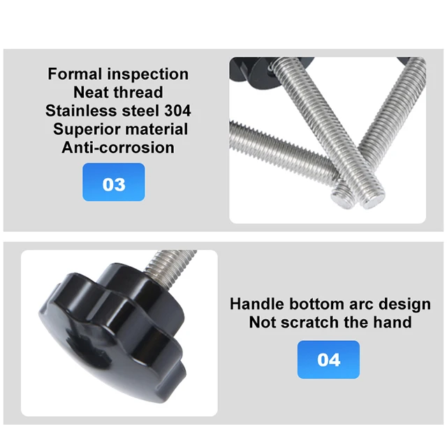 Hot Sale Plastic Handle Knob Screw  Plastic Head Stainless Screw plum Blossom Hand Screw M10 With Base Diameter 38mm